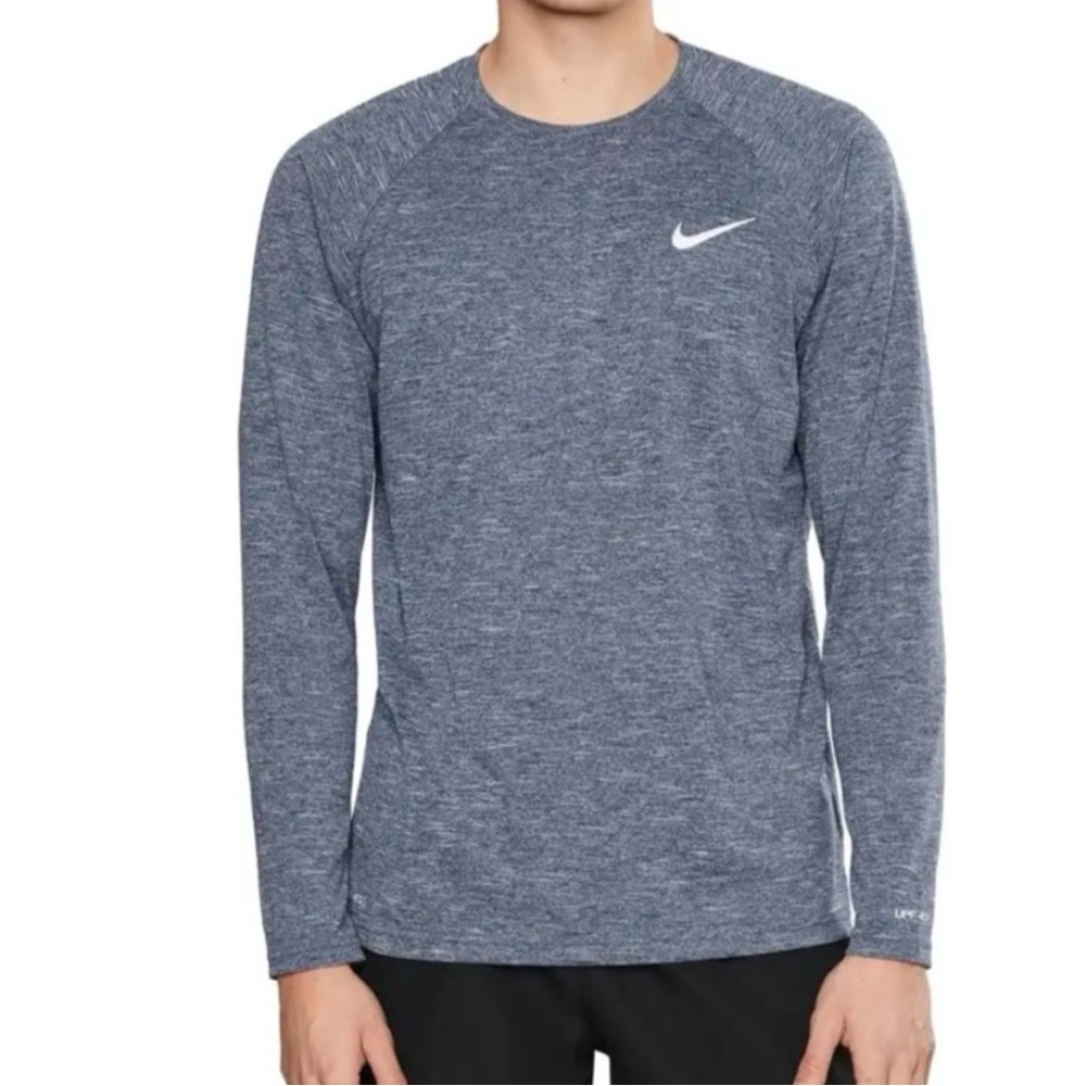 Nike Gray Heather Dri-FIT Swim Tee with White Swoosh
